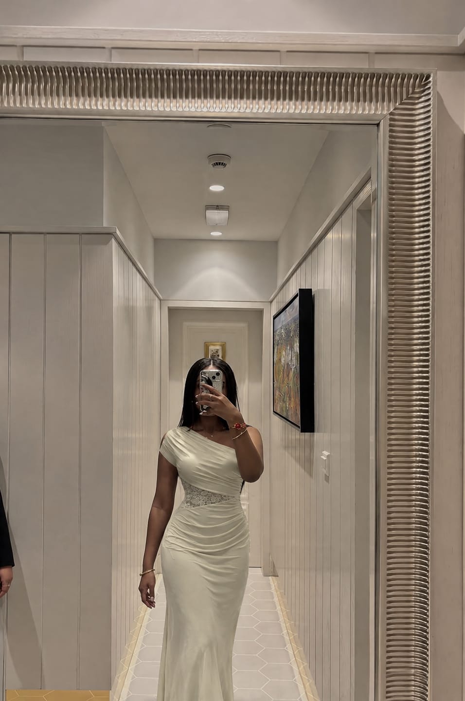 Customer photo review of Seraphine Lace-Waist Maxi Dress