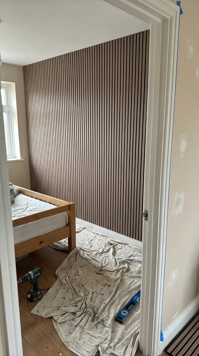 Customer photo review of Panneaux Acoustiques Noyer – 240×60 – 11 mm – Lot de 4