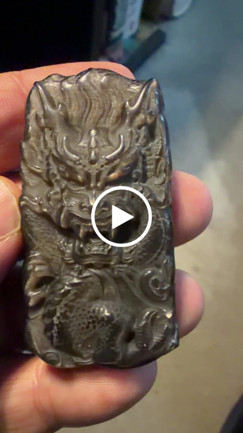 Customer video review of Natural Silver Obsidian Dragon Plaque