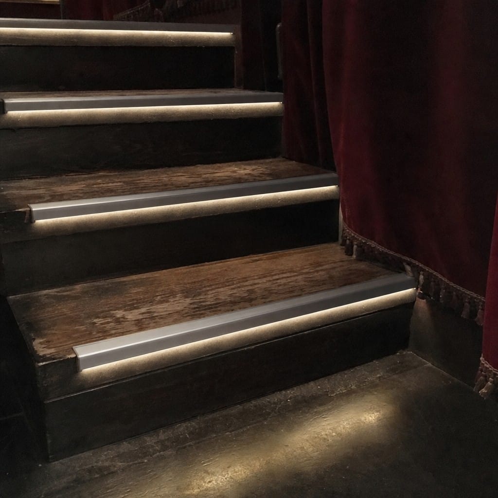 Customer photo review of Light Up LED Stair Nosing 9mm x 20mm Aluminium Commercial