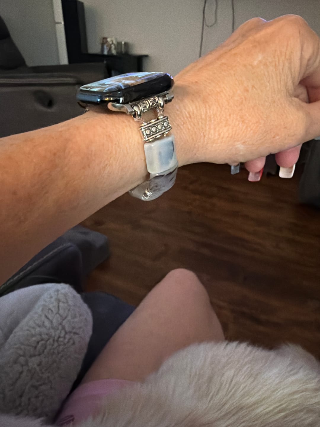 Customer photo review of Sacred Sands Agate Stretch Apple Watch Strap