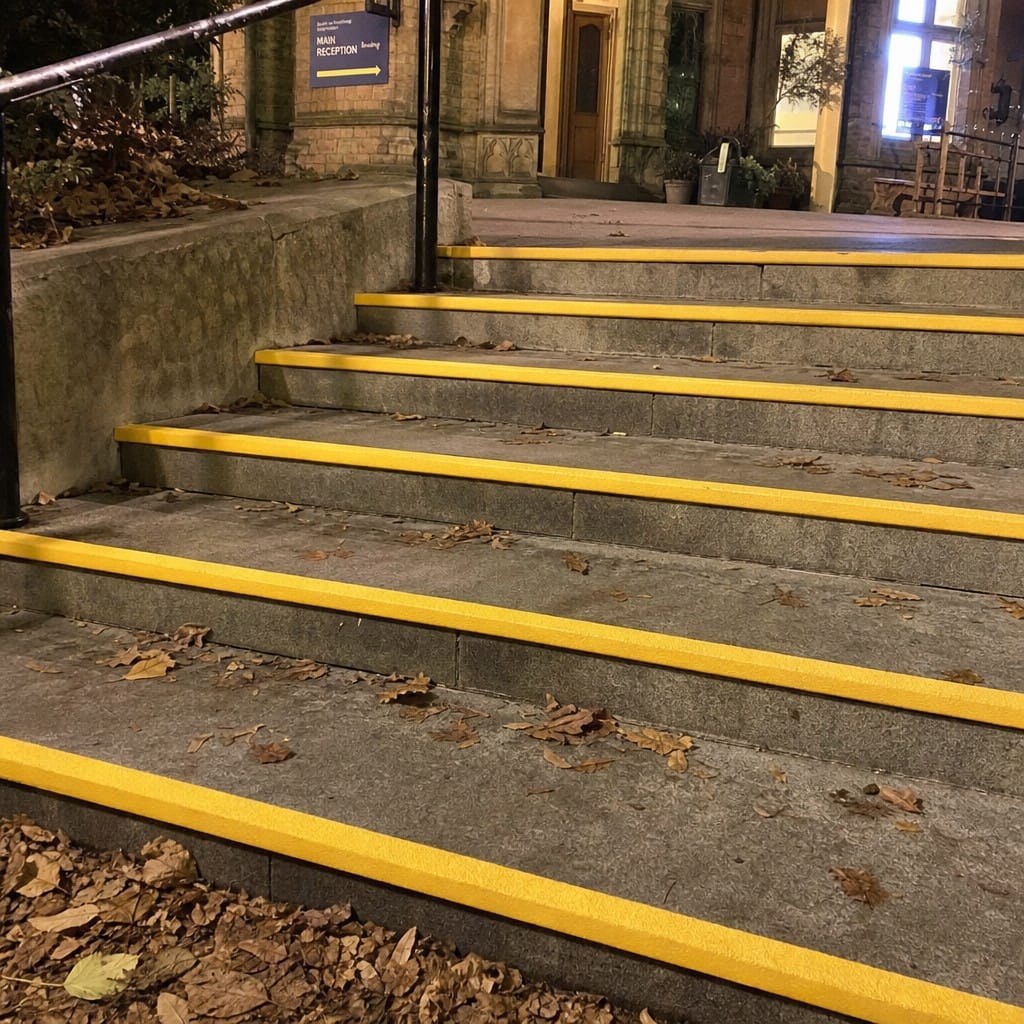 Customer photo review of GRP Anti-Slip Stair Nosing 55×55mm | High-Visibility Yellow | BS7976.2 | DDA