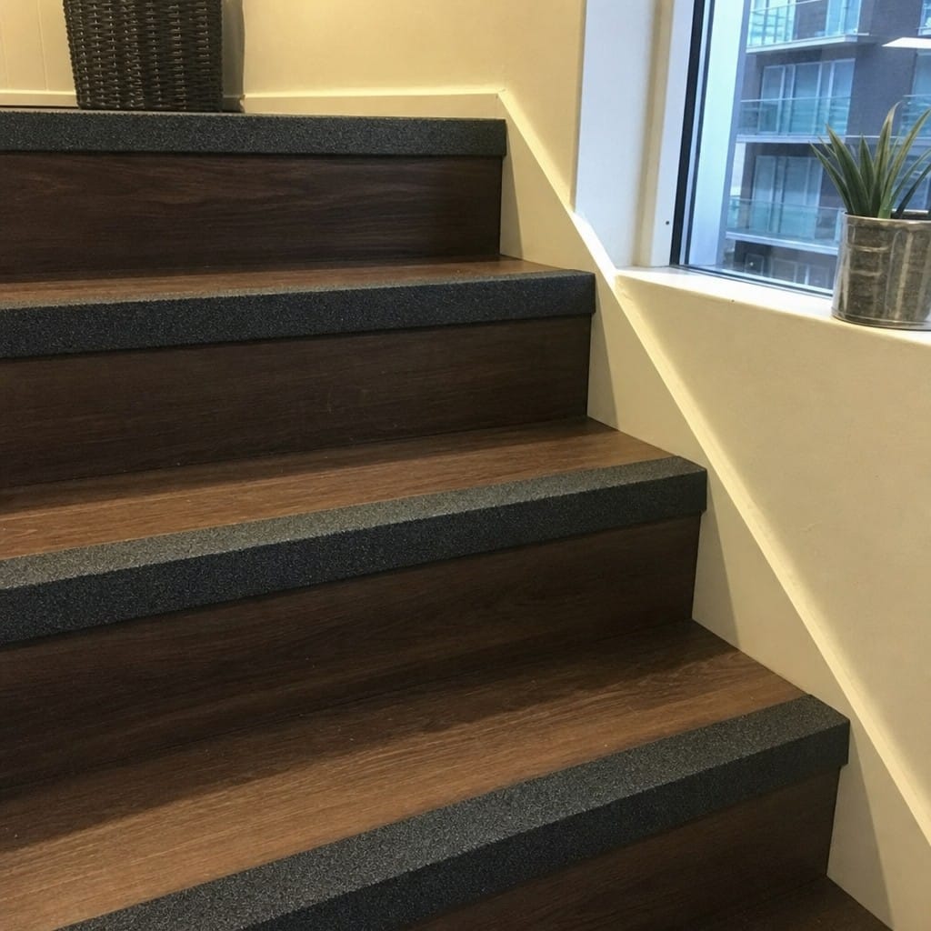 Customer photo review of GRP Anti-Slip Stair Nosing 55×55mm | Black | 3mm | 10+ Year Life