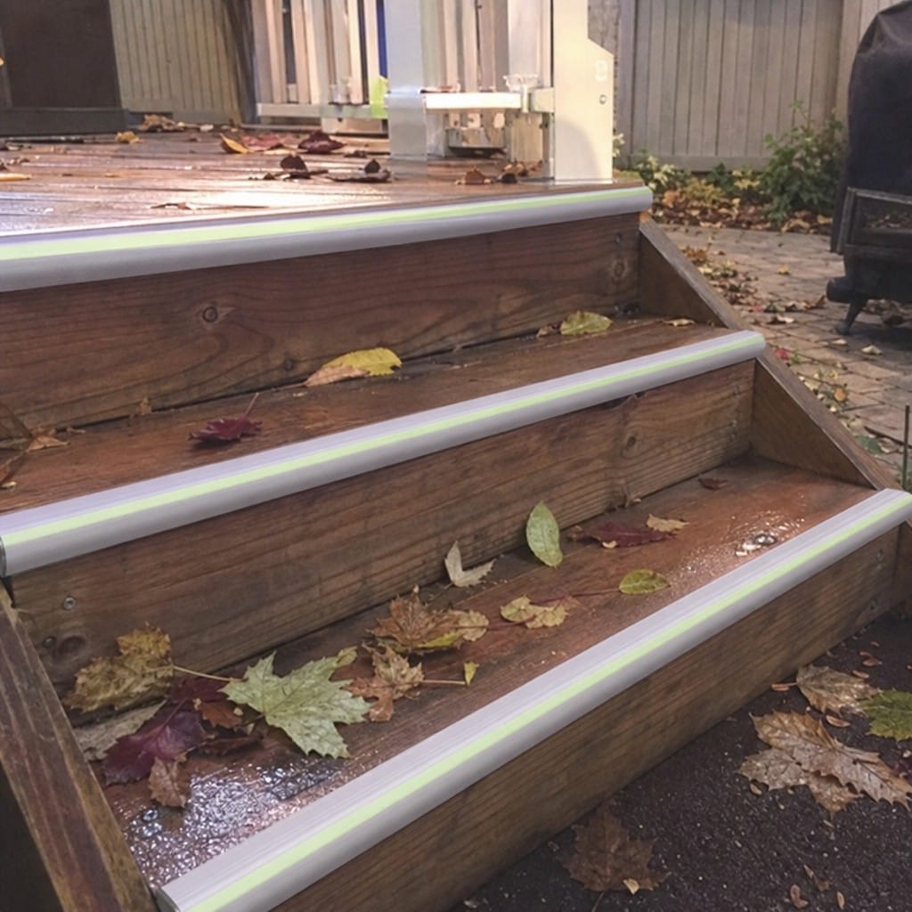Customer photo review of Aluminium Stair Nosing 57x40mm Outdoor Grade Anti Slip Glow Edge