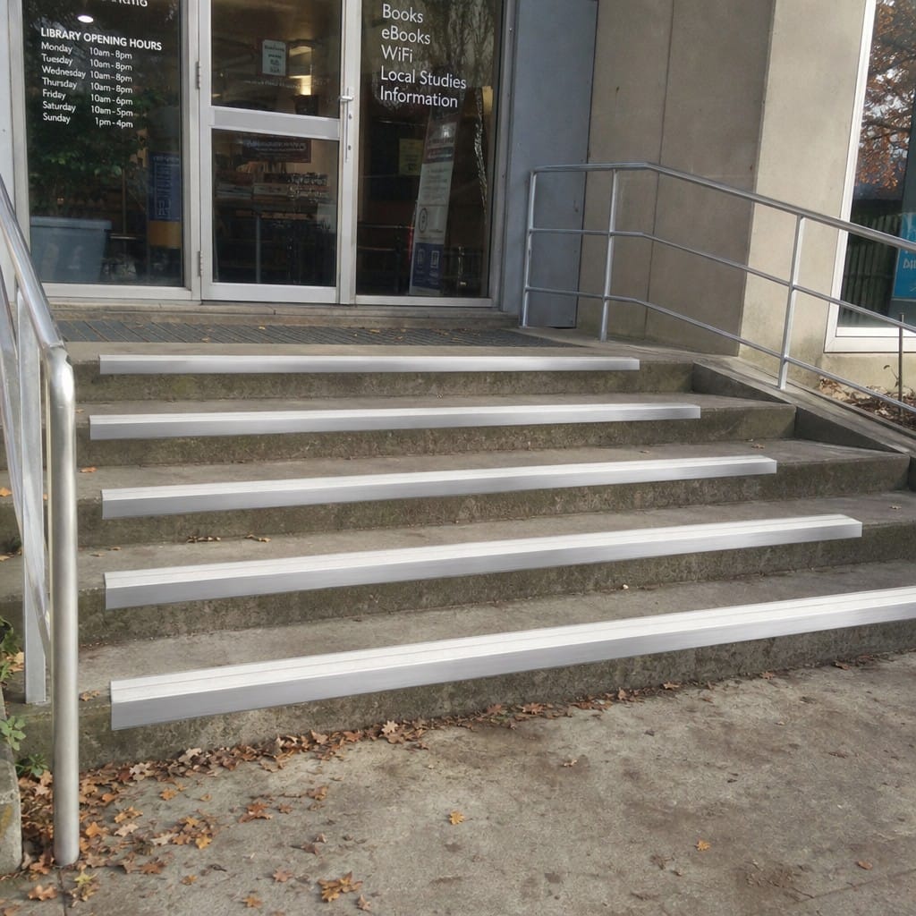 Customer photo review of Aluminium Stair Nosing 85x32mm External High Traffic Anti Slip
