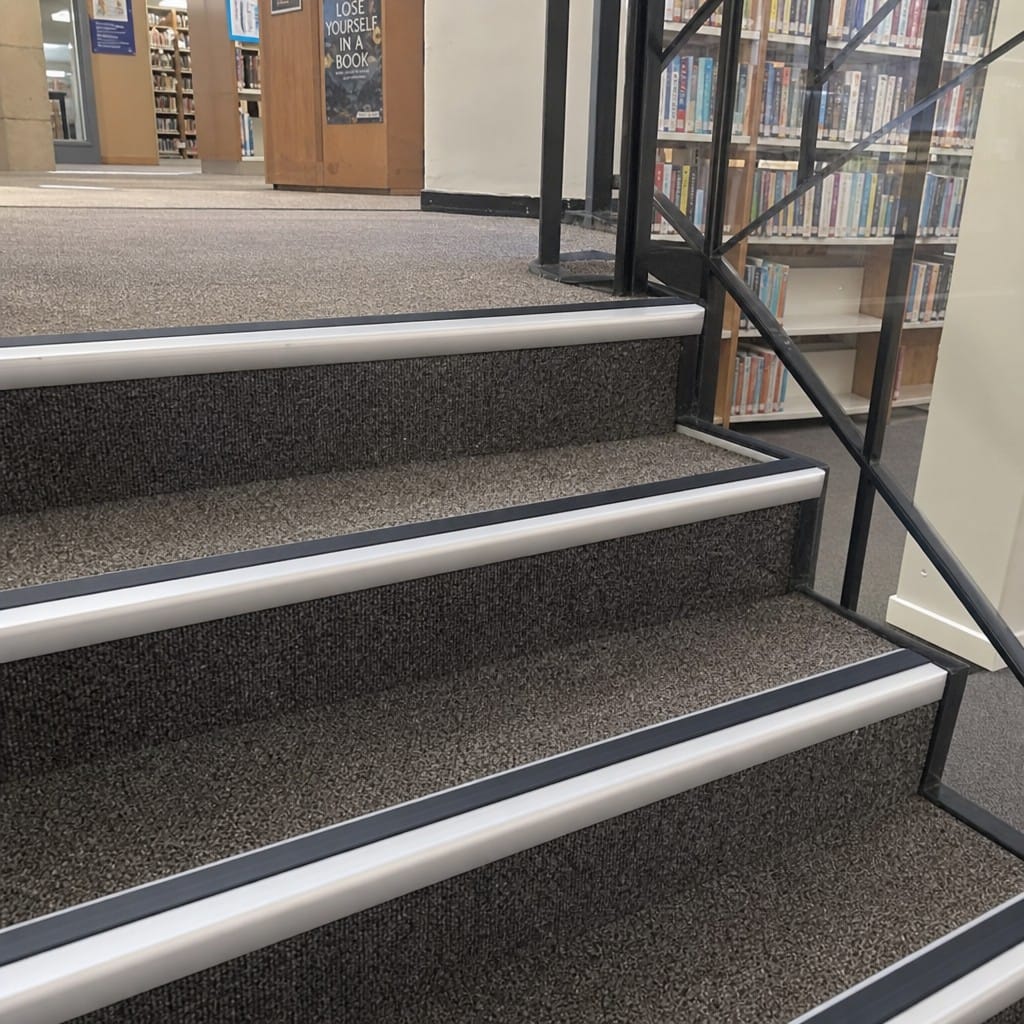 Customer photo review of Heavy Duty Carpet Stair Nosing | Anti-Slip Bullnose Aluminium 70 x 35mm | 8 Colours, 21 Lengths
