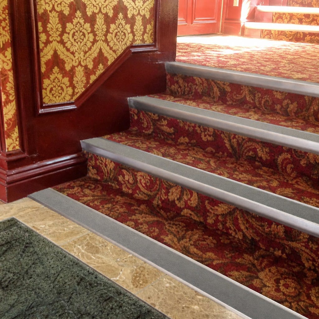 Customer photo review of Rake Back DDA Aluminium Stair Nosing 70 x 56mm, High Grip & Exterior Grip Inserts
