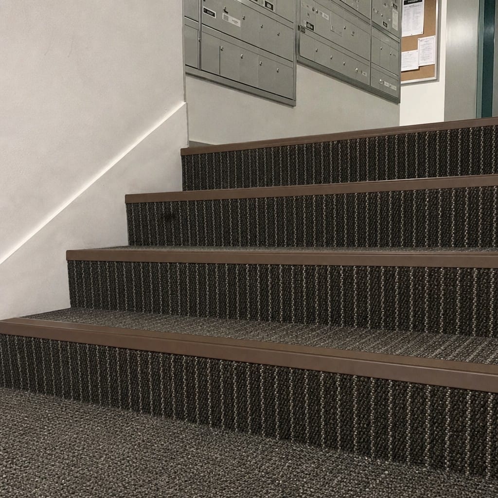 Customer photo review of Aluminium Stair Nosing Rake Back 2.44m 70mm Single Channel