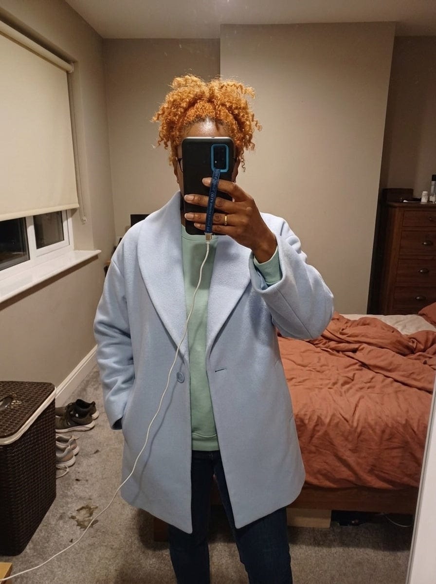 Customer photo review of Women's Belted Warm Wool-Blend Coat Oversized Fit