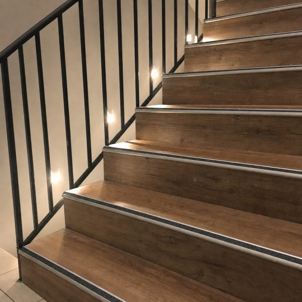 Customer photo review of Retro-Fit Stainless Steel Anti-Slip Stair Nosing R10 | No Tile Removal | 4 Colours | 34mm & 59mm