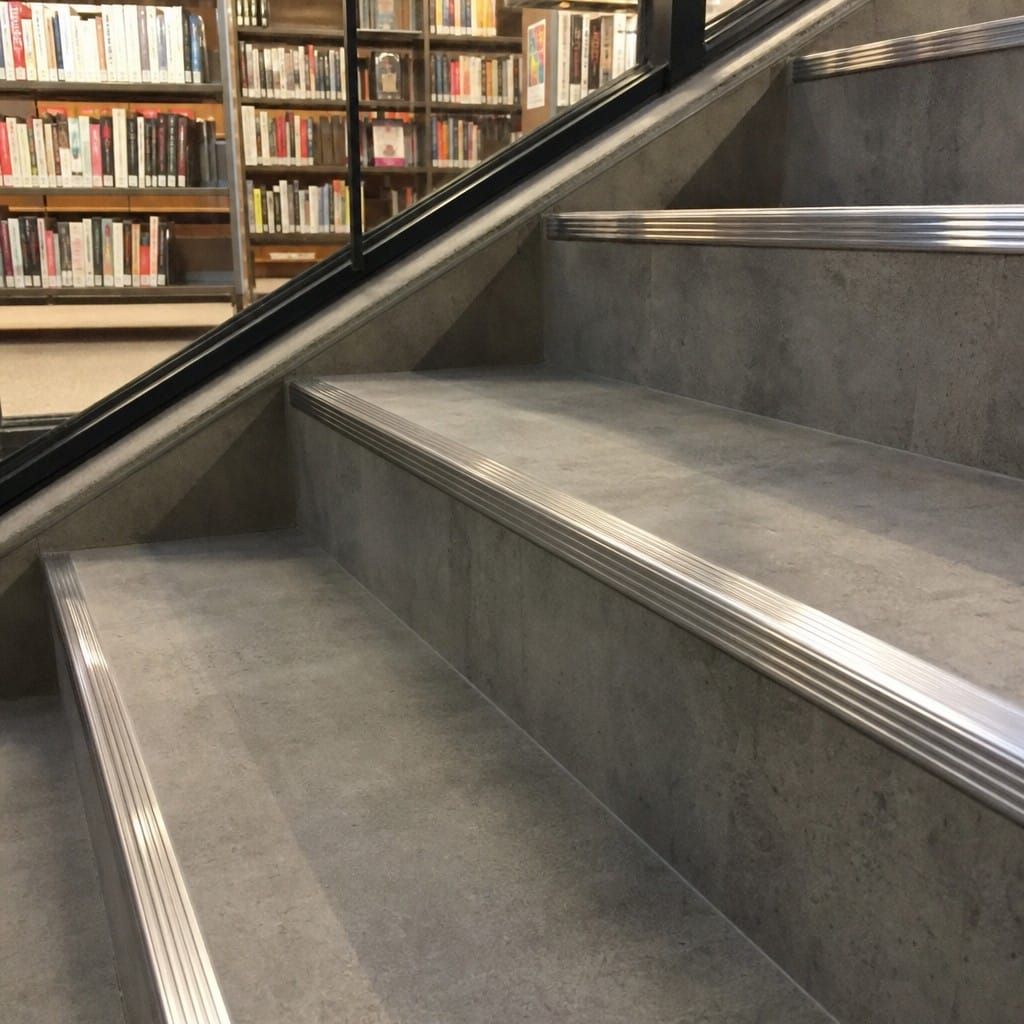 Customer photo review of Stainless Steel Tile-In Stair Nosing R10 | 30mm Tread | Depths 2-25mm | 304 & 316L Marine Grade