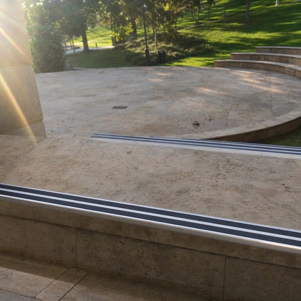 Customer photo review of Anti-Slip Stair Nosing 35 x 19.5mm Anodised Aluminium, Twin Rubber Inserts