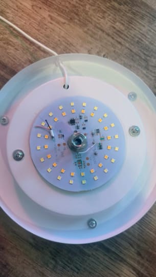 Customer photo review of Bauhaus Style Glass Donut Table Lamp