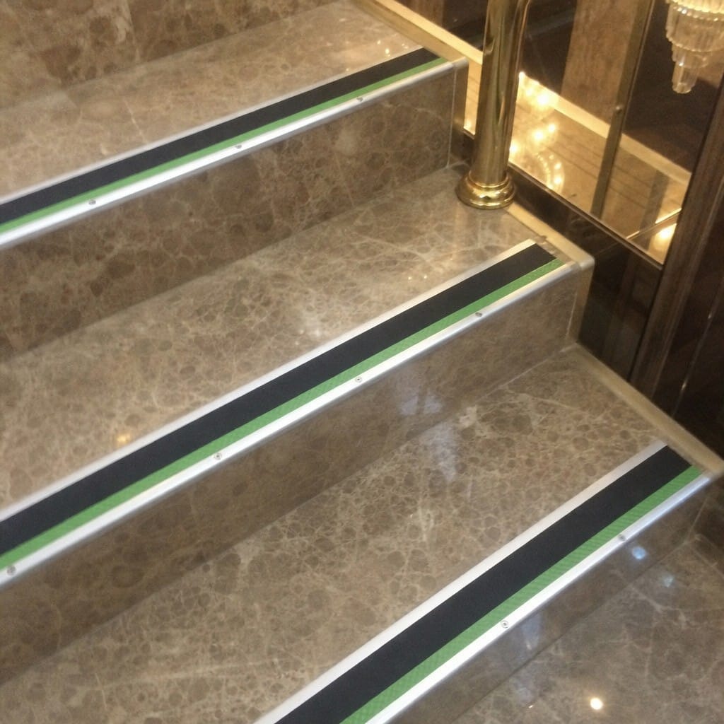 Customer photo review of Aluminium Stair Nosing 69x40mm Bullnose Anti Slip Glow Edge
