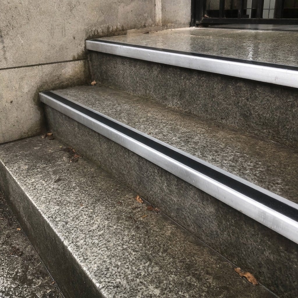 Customer photo review of Aluminium Stair Nosing 62x33mm Anti Slip Square Edge, Heavy Duty 2.77m