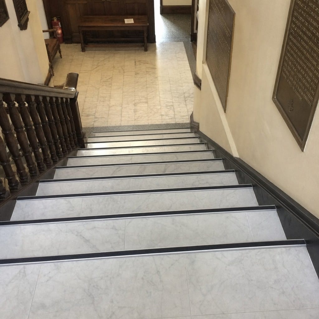 Customer photo review of Aluminium Tile-In Stair Nosing with Silicone Carbide Anti-Slip Insert, 26mm x 2.6m, for 10mm & 12.5mm Tiles