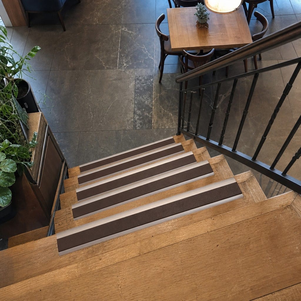 Customer photo review of Aluminium Stair Nosing 69x40mm Bullnose Anti Slip PVC Insert