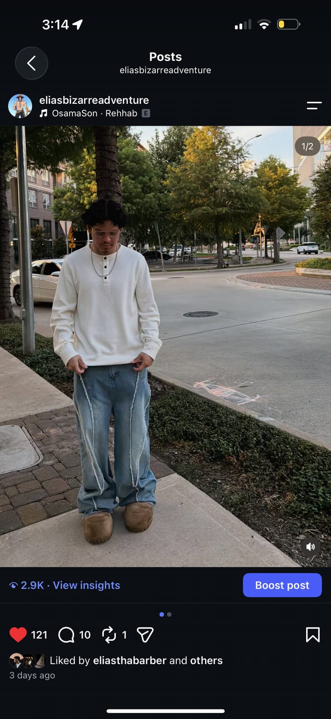 Customer photo review of Aelfric Eden Baggy Fringe Jeans