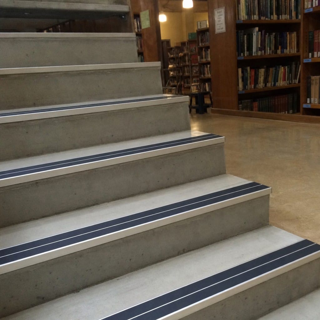 Customer photo review of Aluminium Stair Nosing 85x32mm Rake Back, Twin Anti-Slip PVC Inserts