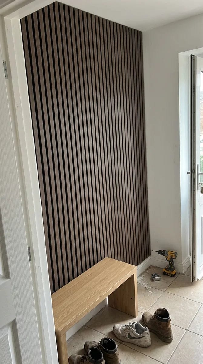 Customer photo review of Panneaux Acoustiques Noyer Foncé – 240x60 – 11 mm – Lot de 4