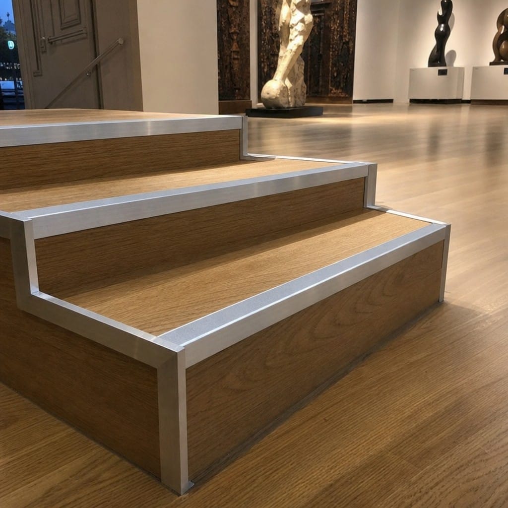 Customer photo review of Aluminium Stair Edge Trim, Pre-Formed Side Angles and Landing Strip