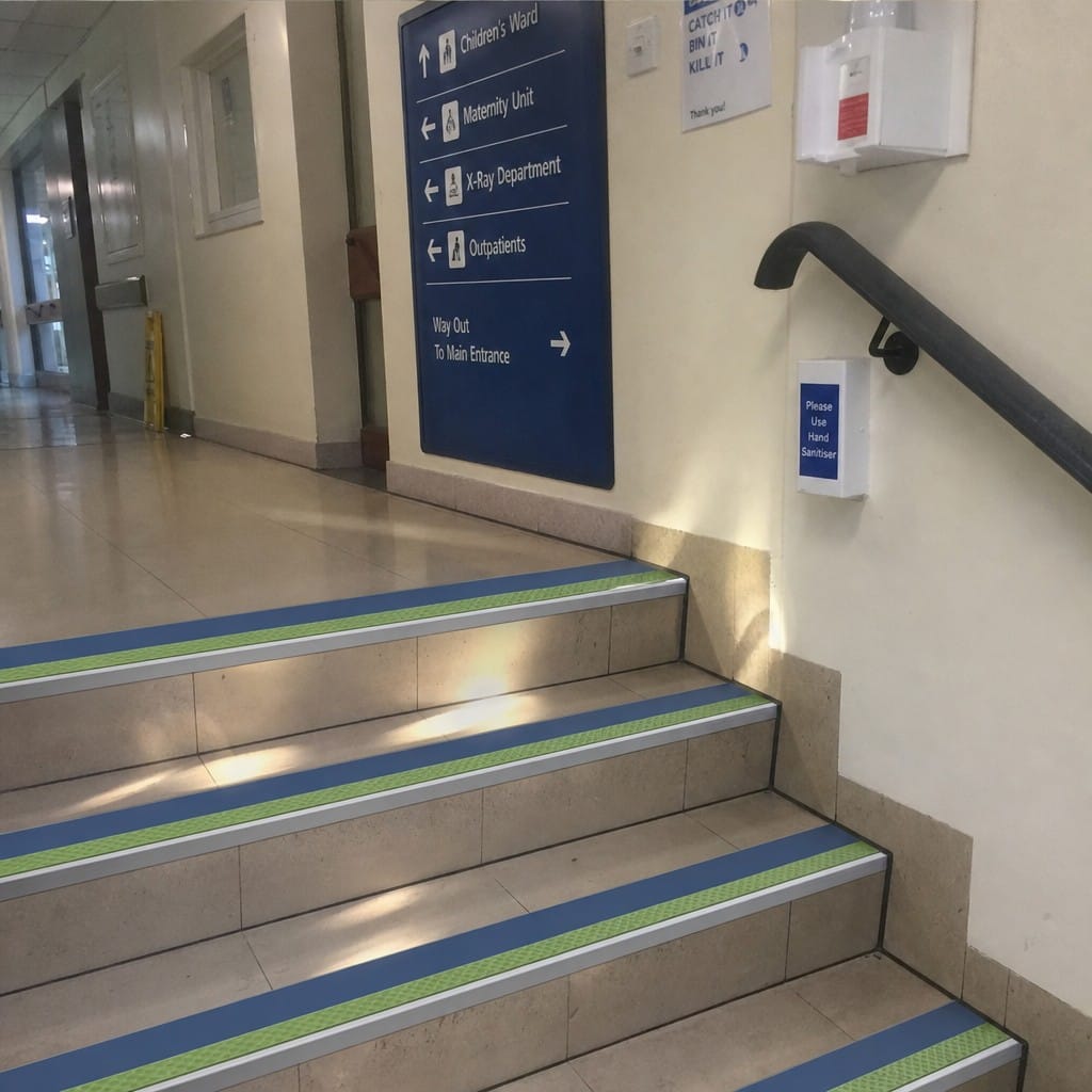 Customer photo review of Screw Fit Aluminium Anti-Slip Stair Nosing 60mm x 32mm | PVC Insert | 11 Colours