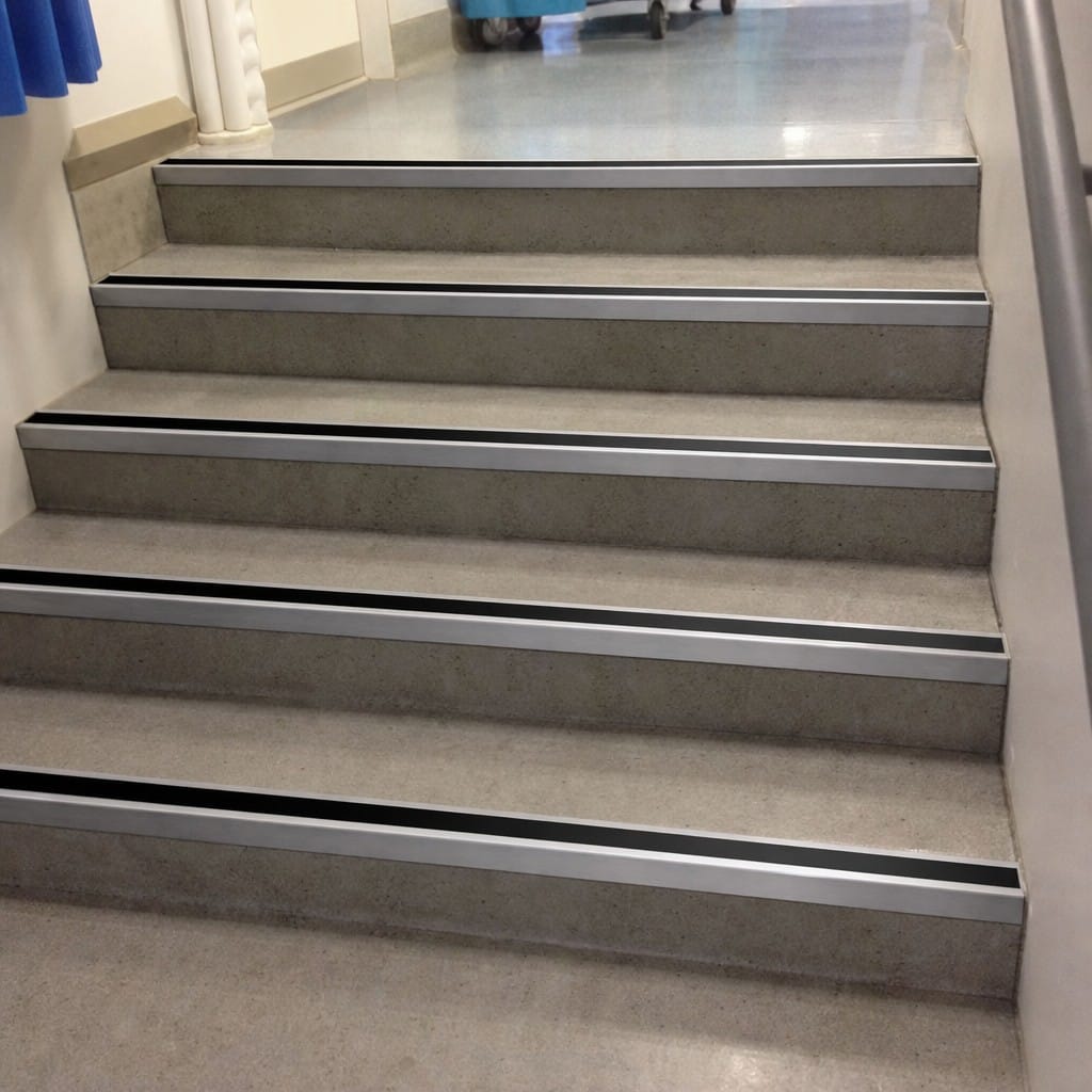 Customer photo review of Aluminium Stair Nosing 3.22m Square Edge | Heavy Duty Anti-Slip Insert