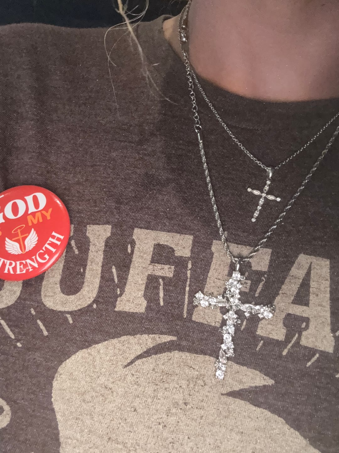 Customer photo review of FREE Today: Ornate Crystal Floral Cross Pendant Necklace: Token of Divine Shelter
