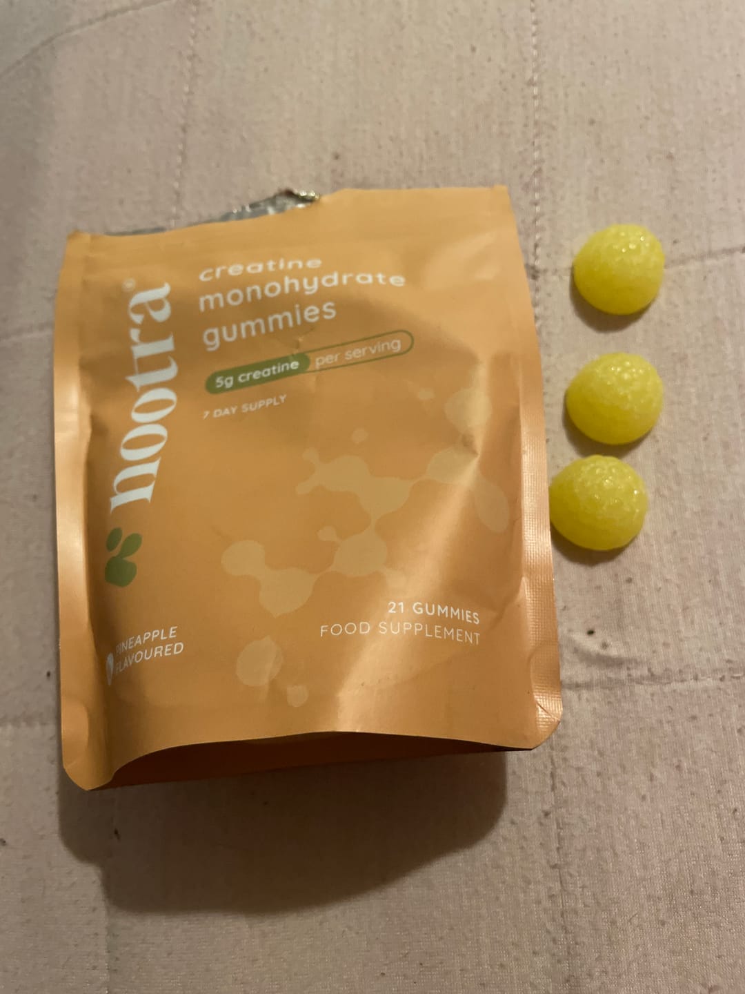 Customer photo review of Creatine Gummies Pineapple 7 day trial