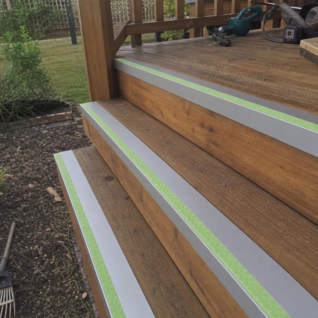 Customer photo review of Aluminium Stair Nosing 56x55mm Outdoor Deep Riser Glow Edge