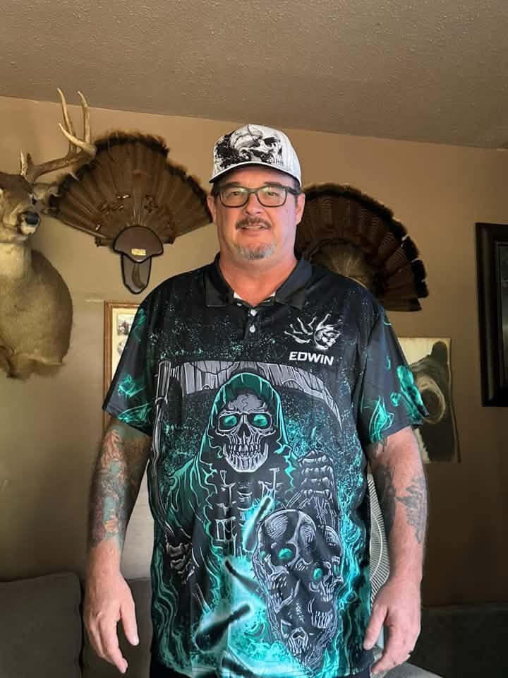 Customer photo review of Frenzidea Bowling And Pins Reaper Flame Customized Name 3D Shirt (4 Colors)