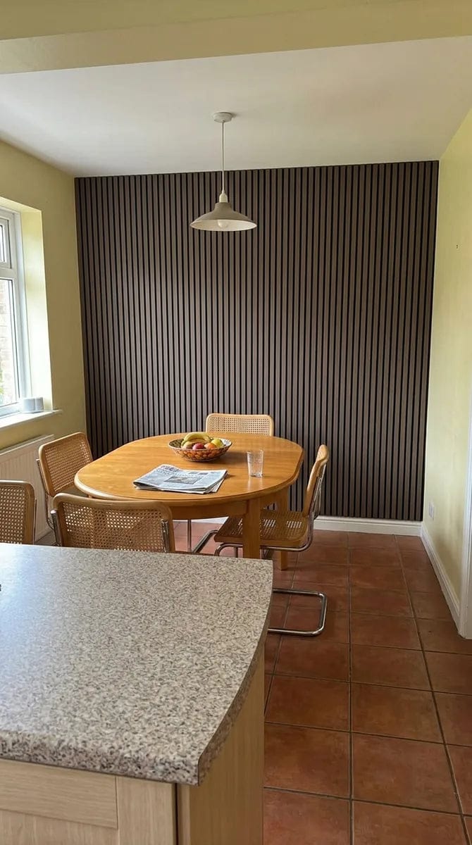 Customer photo review of Panneaux Acoustiques Noyer Foncé – 240x60 – 11 mm – Lot de 4