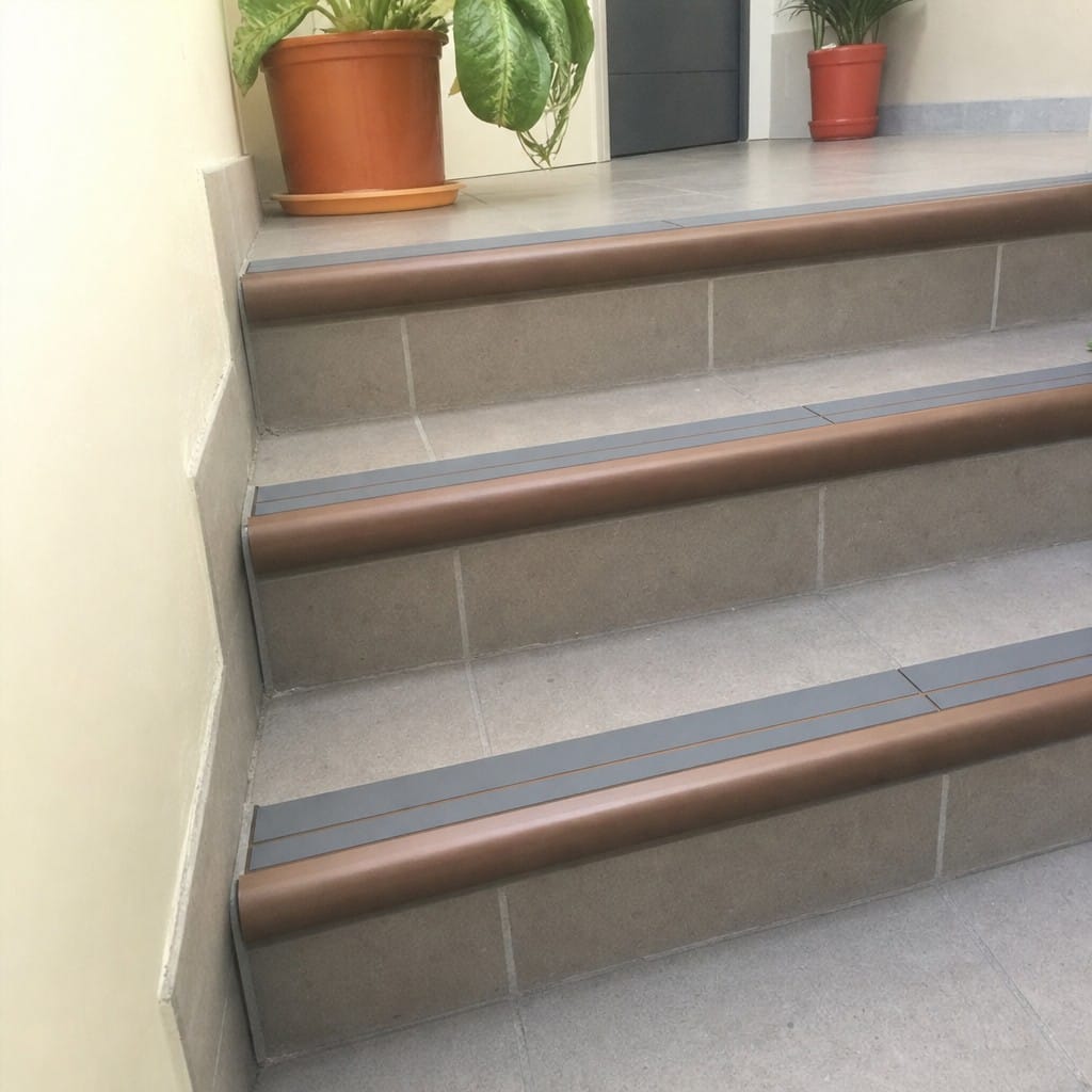 Customer photo review of Bullnose Stair Nosing 2.75m Aluminium 53mm Double Insert