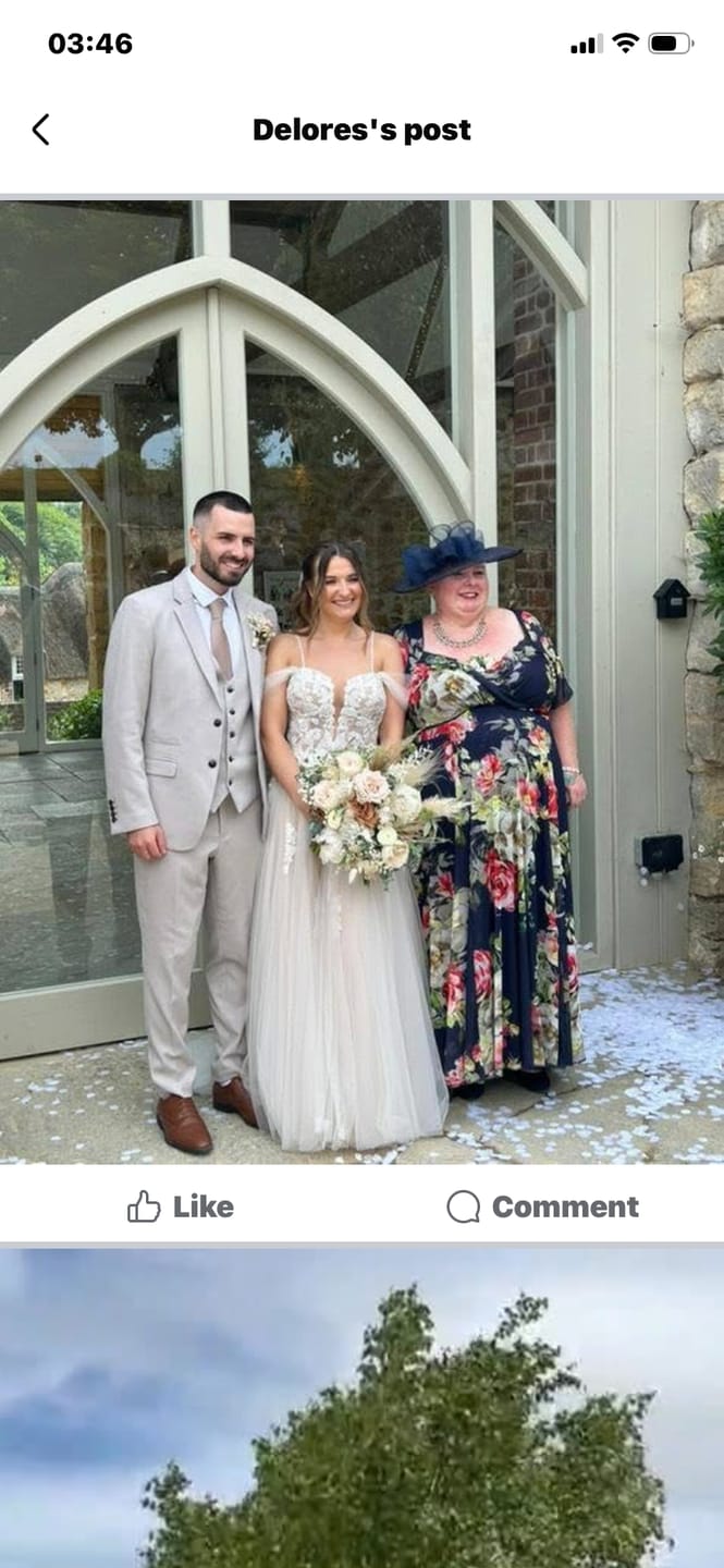 Customer photo review of Isabelle Navy Amethyst Float Sleeve Maxi Dress