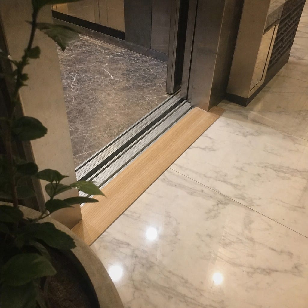 Customer photo review of Wood Effect Door Threshold Ramp 31mm Self Adhesive Aluminium