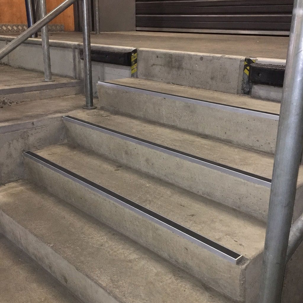 Customer photo review of Rake Back Stair Nosing 2.44m Aluminium 62mm Single Insert