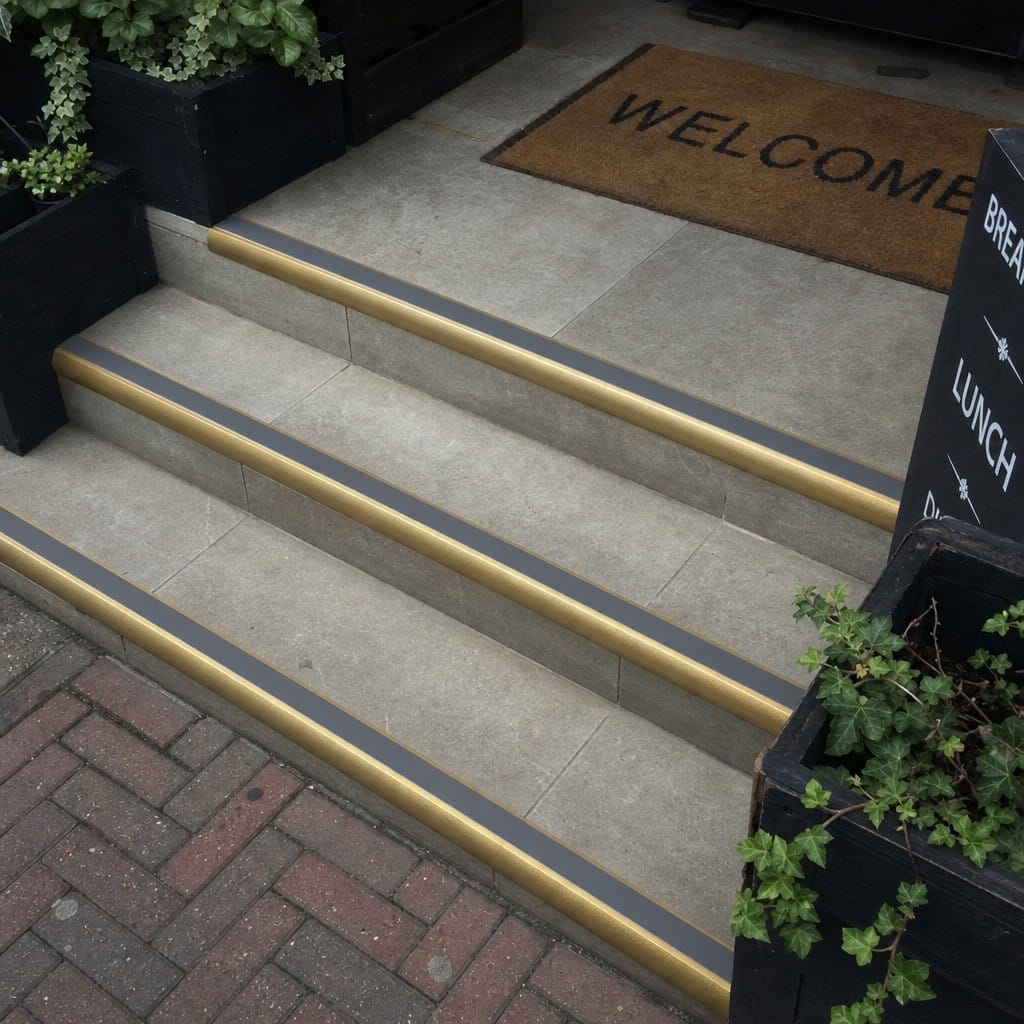 Customer photo review of Aluminium Stair Nosing 70mm Tread 2.75m Bullnose