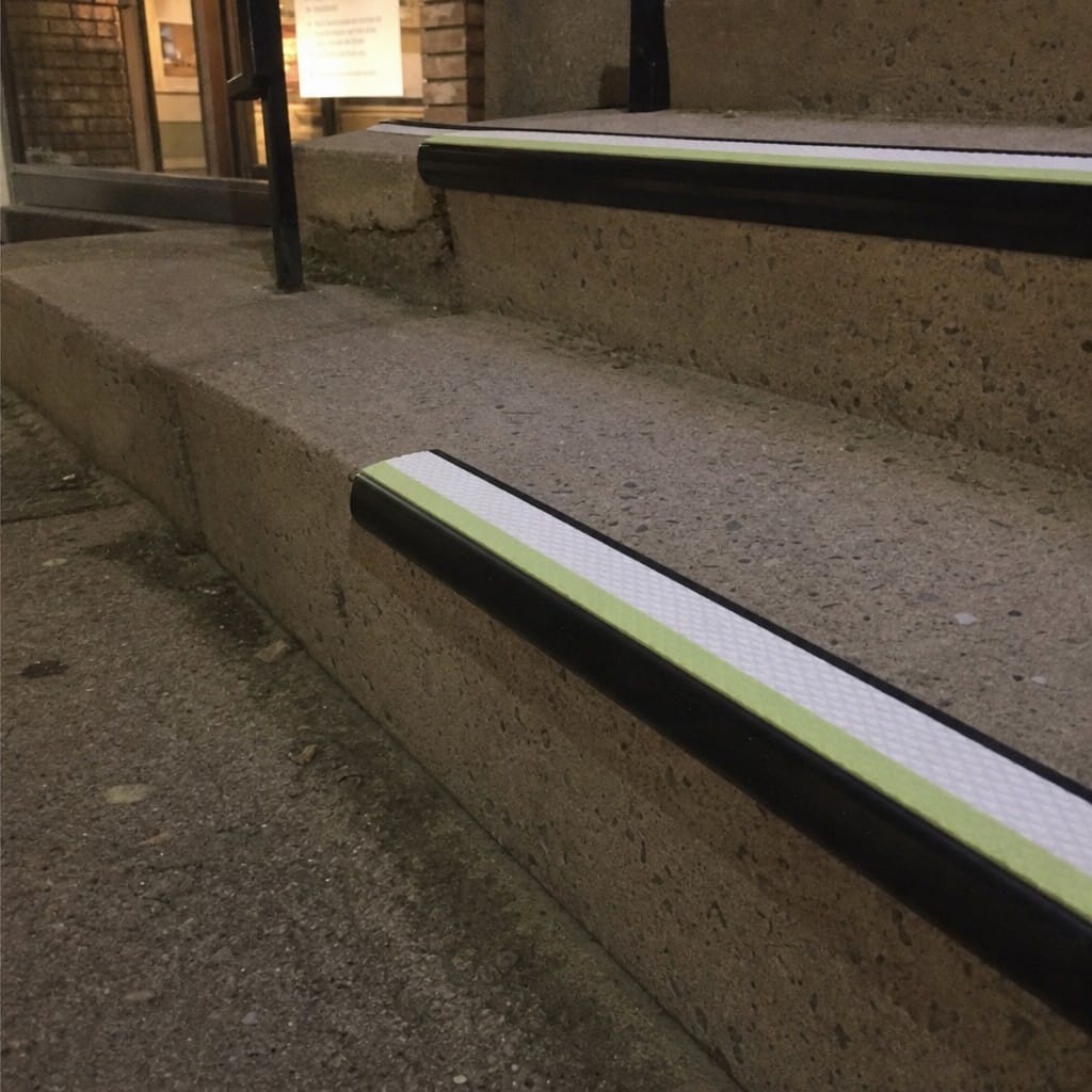 Customer photo review of PVC Stair Nosing 65x36mm Outdoor Grade Anti Slip Glow Edge