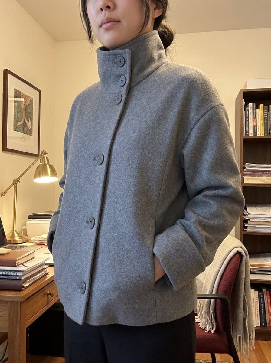 Customer photo review of Cozy High Neck Tailored Blazer Structured Fit for Work & Weekend