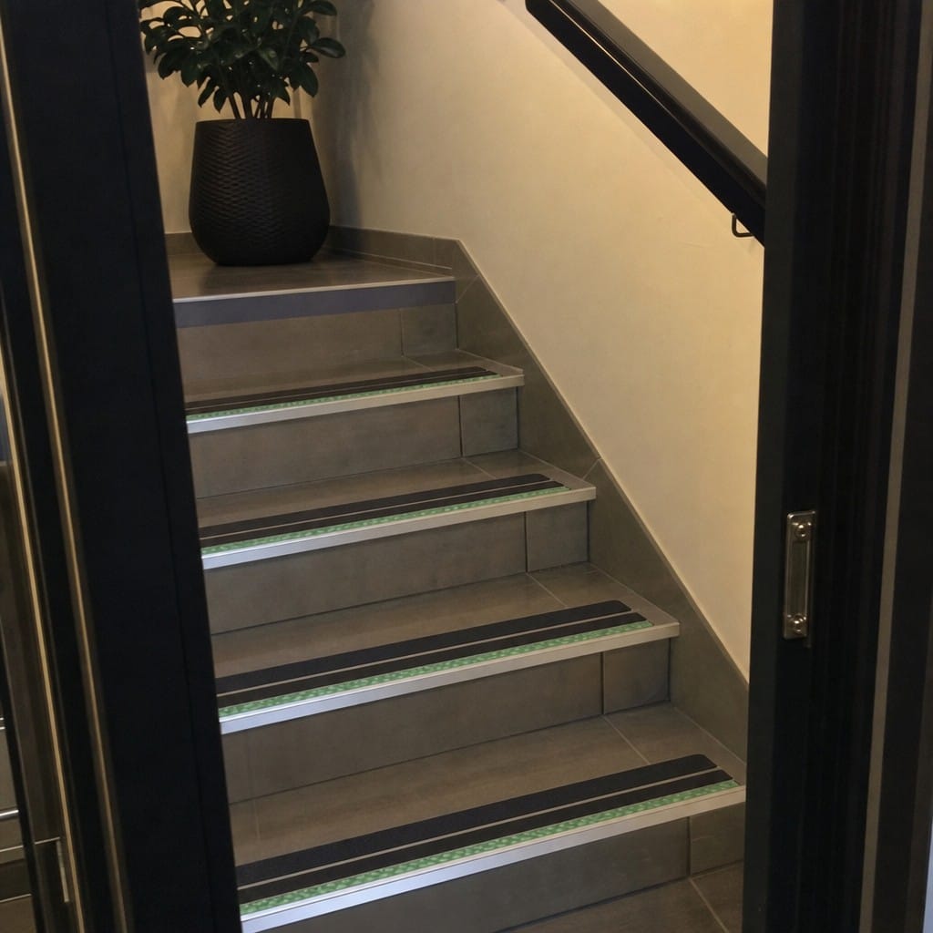 Customer photo review of Aluminium Stair Nosing 85x30mm Anti Slip Double PVC Insert