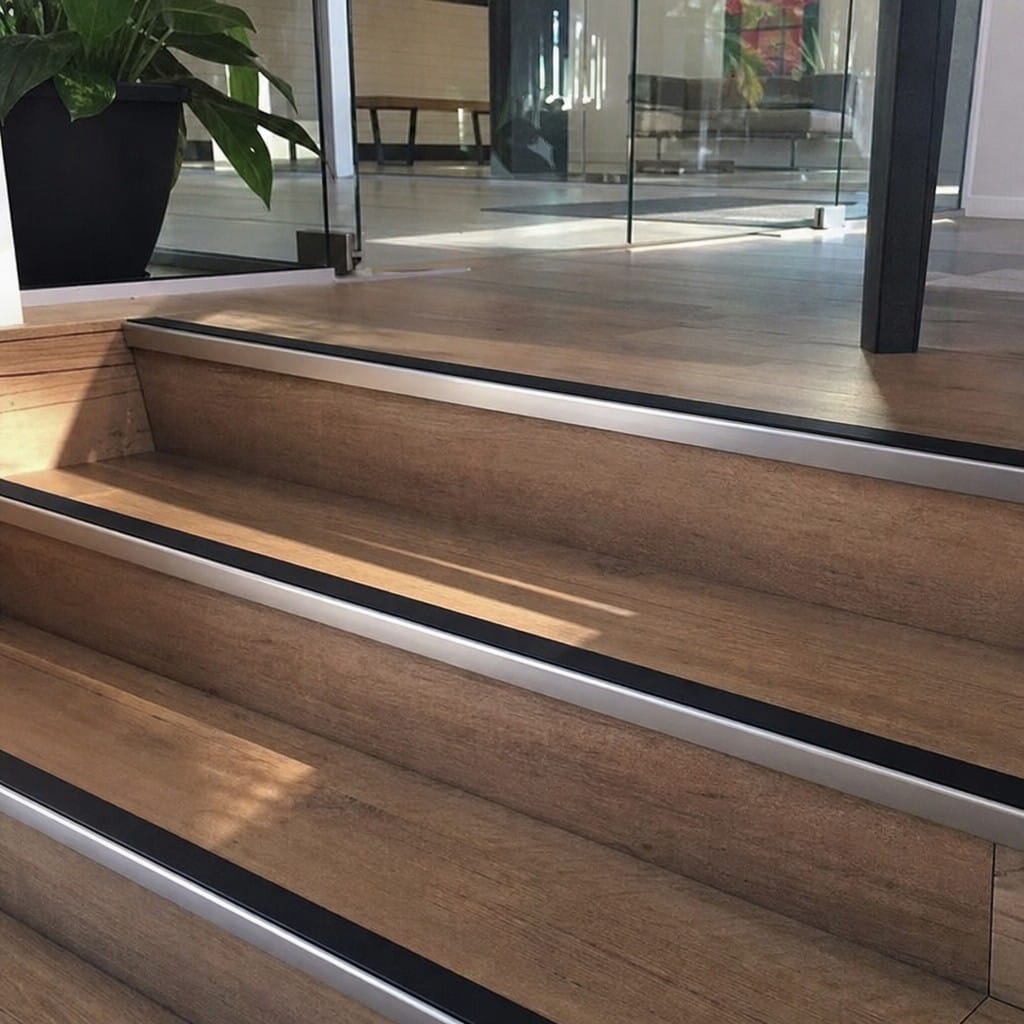 Customer photo review of Aluminium Stair Nosing 57x32mm Slimline PVC Insert, 11 Colours
