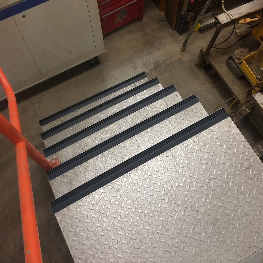 Customer photo review of Aluminium Stair Nosing 57x32mm Slimline PVC Insert, 11 Colours