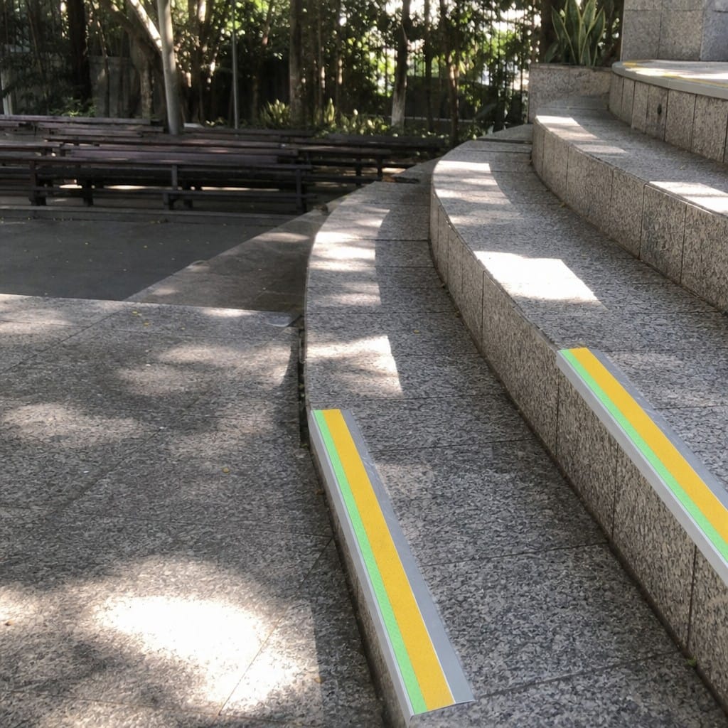 Customer photo review of Aluminium Stair Nosing 57x55mm External Rake Back, Anti Slip Grit
