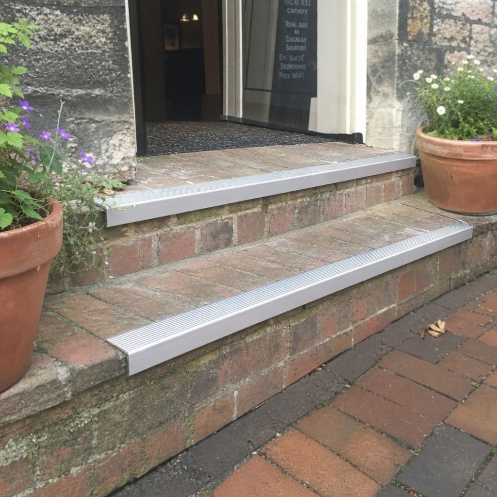 Customer photo review of Aluminium Stair Nosing 50x30mm Retrofit Straight Edge, Grooved Grip
