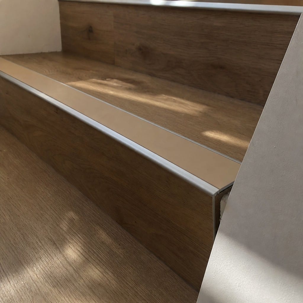 Customer photo review of Rakeback Aluminium Stair Nosing 2.75m 56mm Custom Finishes