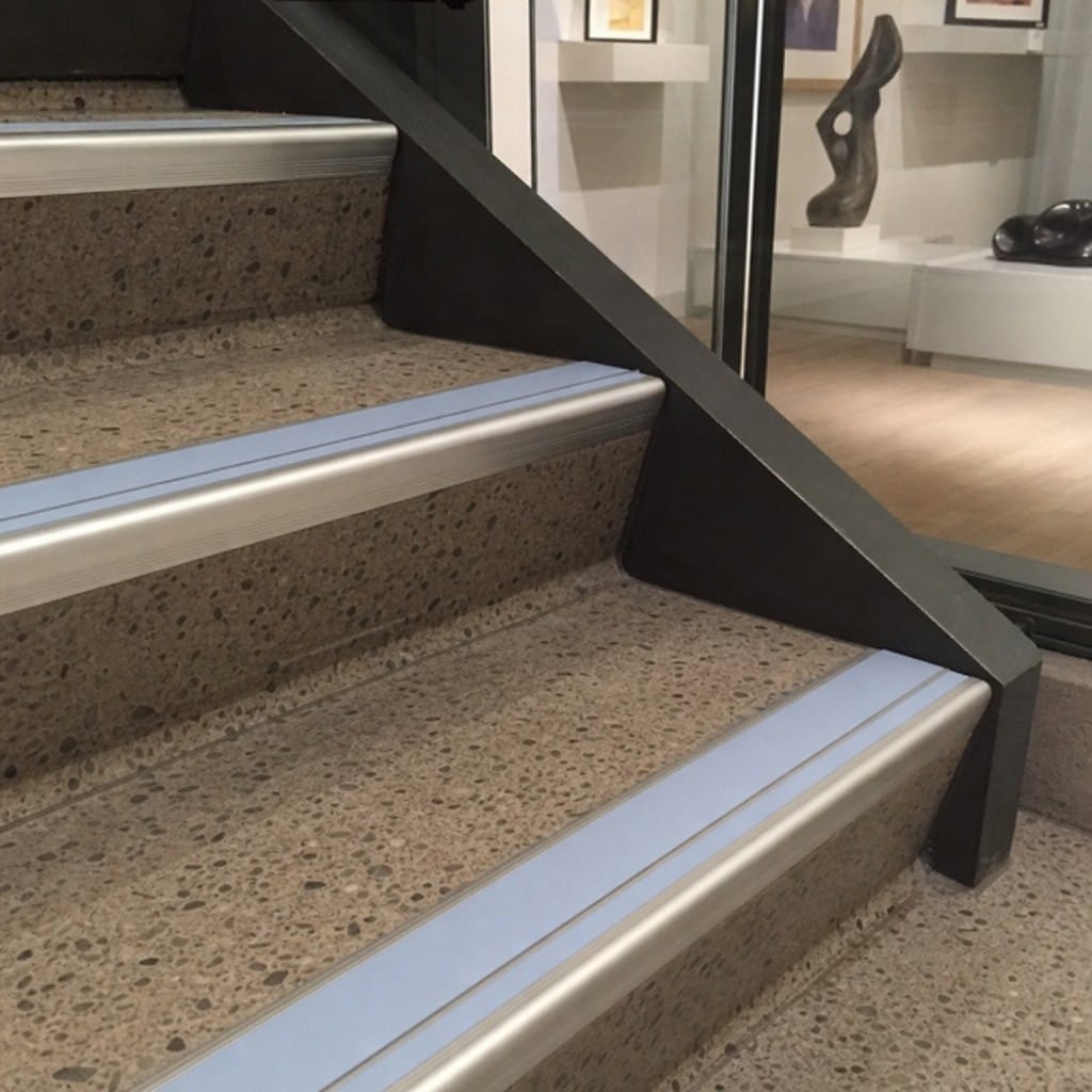 Customer photo review of Rake Back Stair Nosing 2.44m Aluminium Double PVC