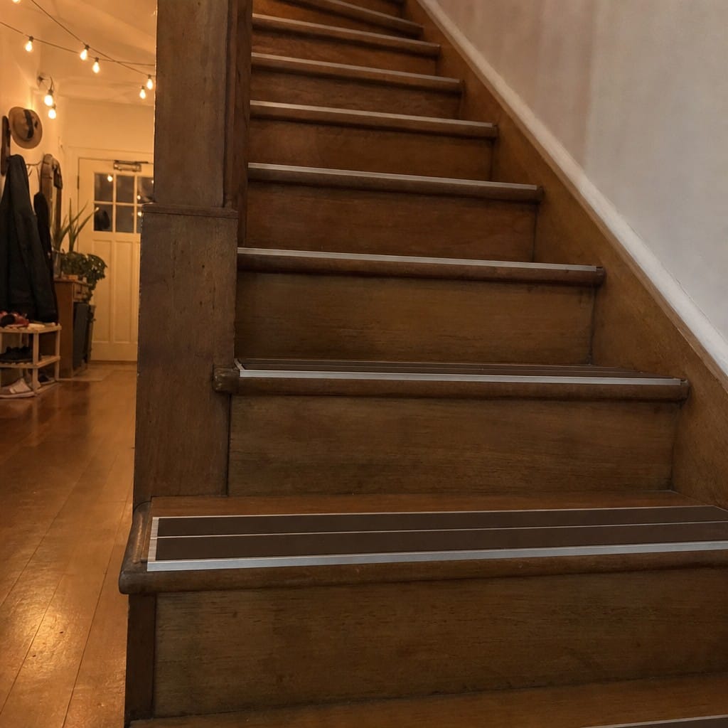 Customer photo review of Rake Back Stair Nosing 3.22m Double Channel Aluminium