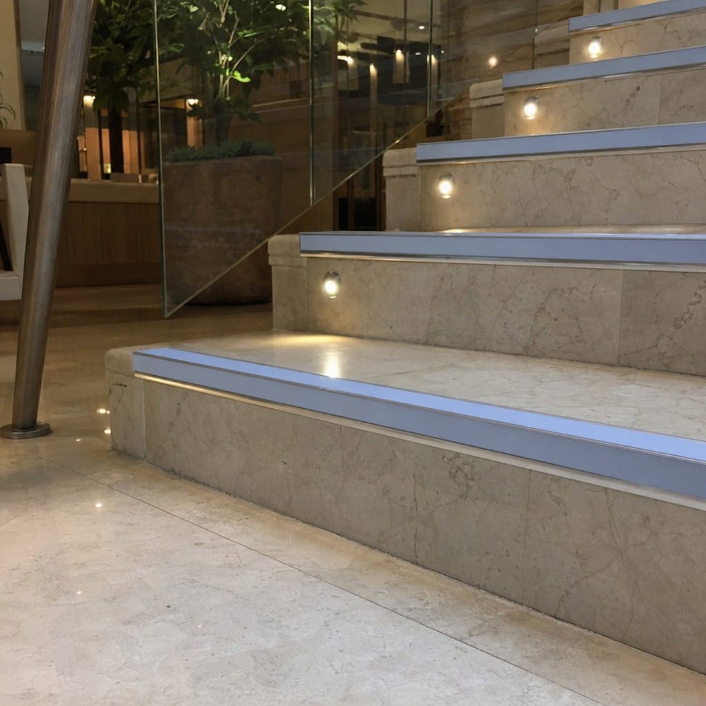 Customer photo review of Square Aluminium Stair Nosing 2.44m Single Insert