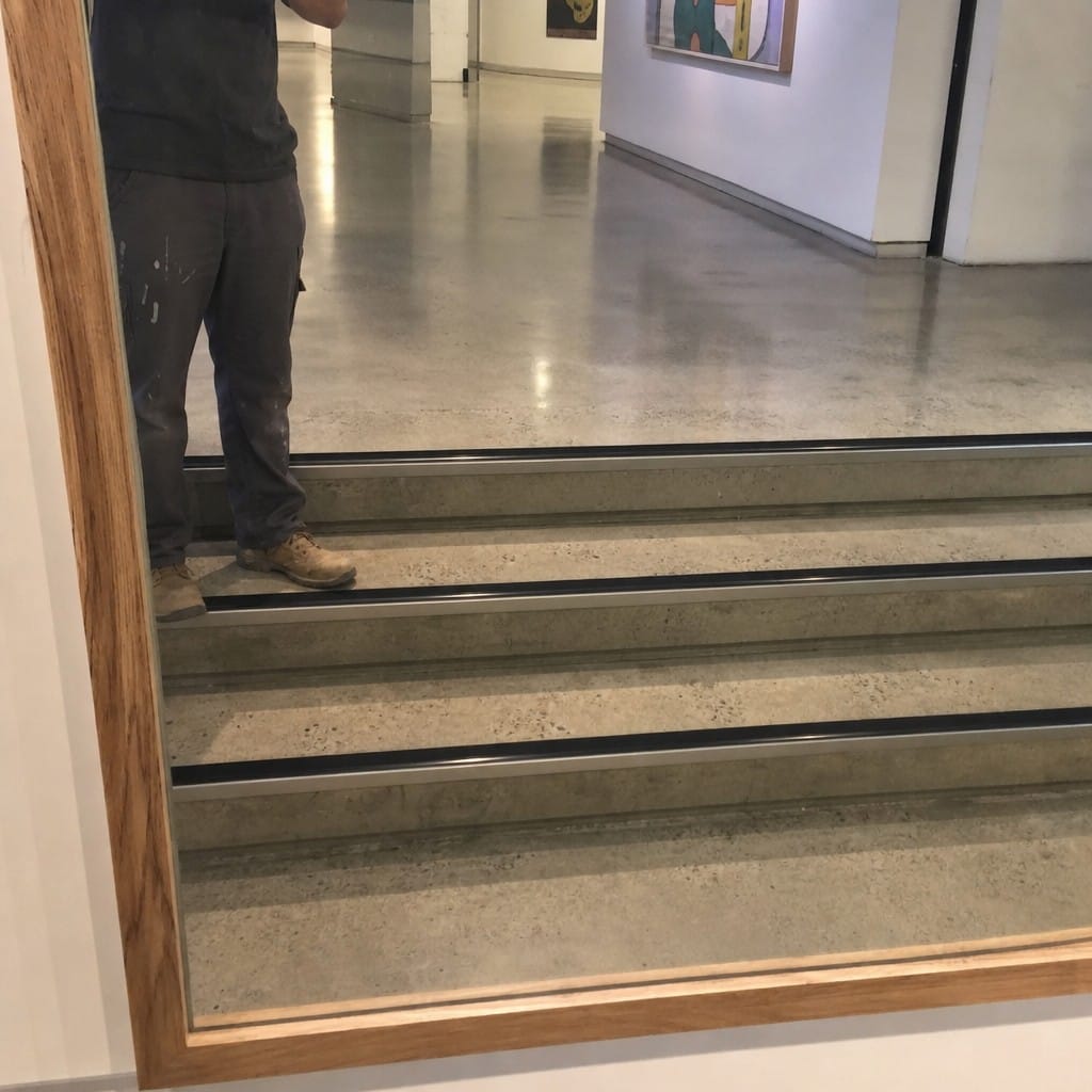 Customer photo review of Aluminium Stair Nosing 57x32mm Slimline PVC Insert, 11 Colours