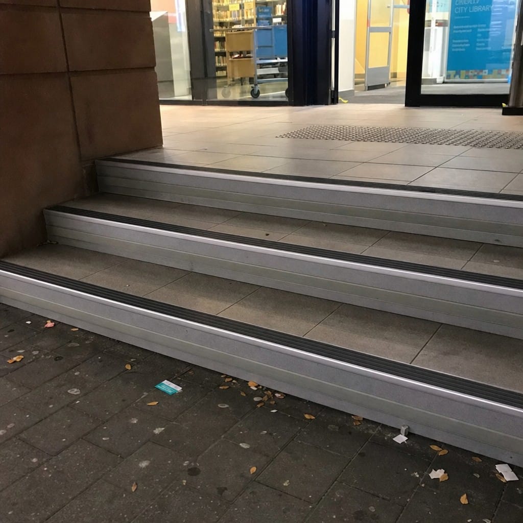 Customer photo review of Aluminium Stair Nosing 66x55mm with 13mm Riser Highlight, Black & Grey, 1m Lengths